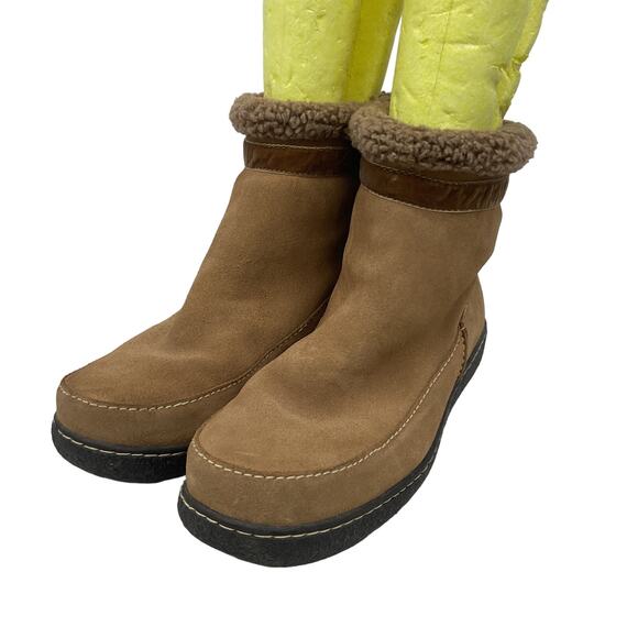 Lands' End Women's Leather Chelsea Snow Boots Brown Size 8B Preowned - Picture 1 of 8